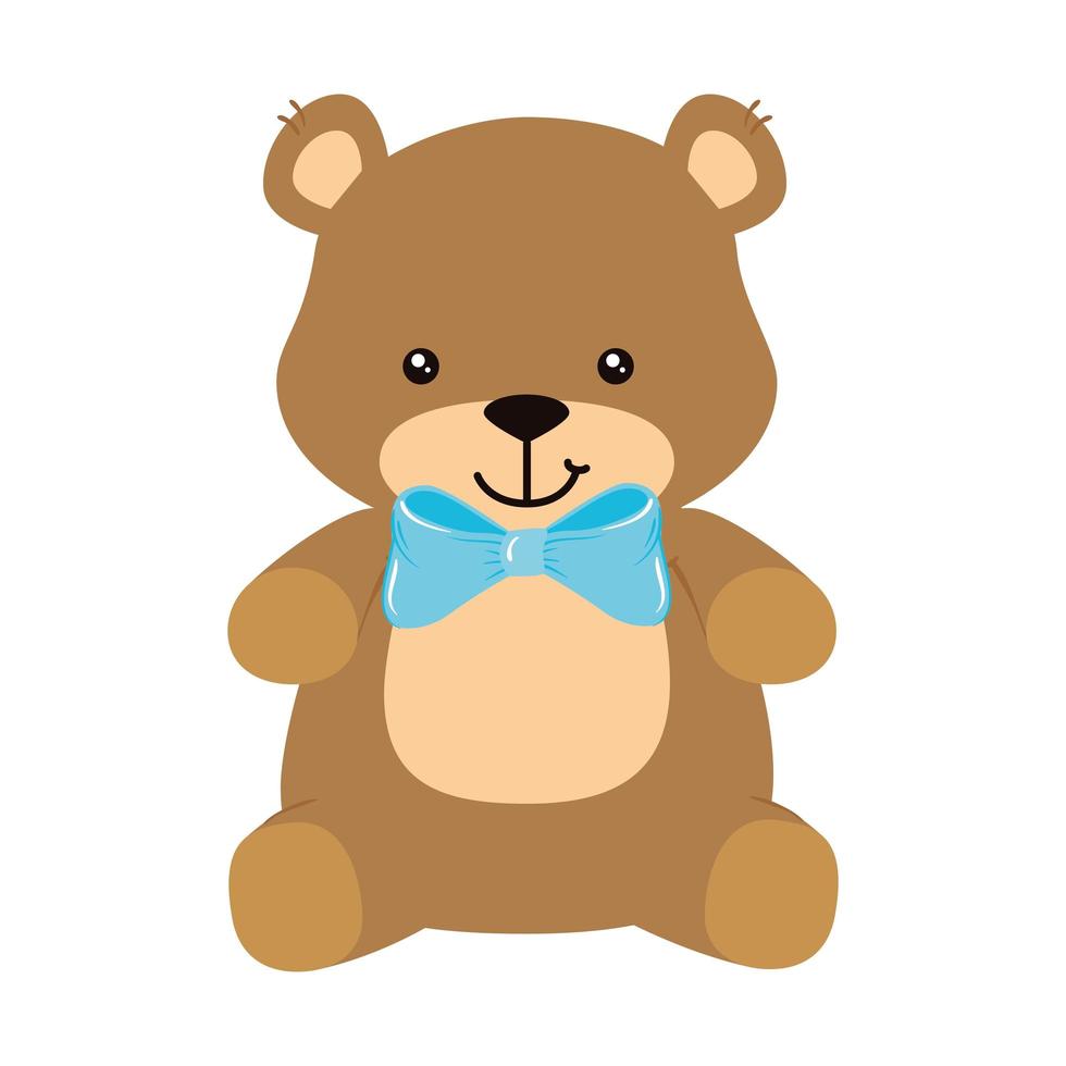 lindo, osito de peluche, aislado, icono vector