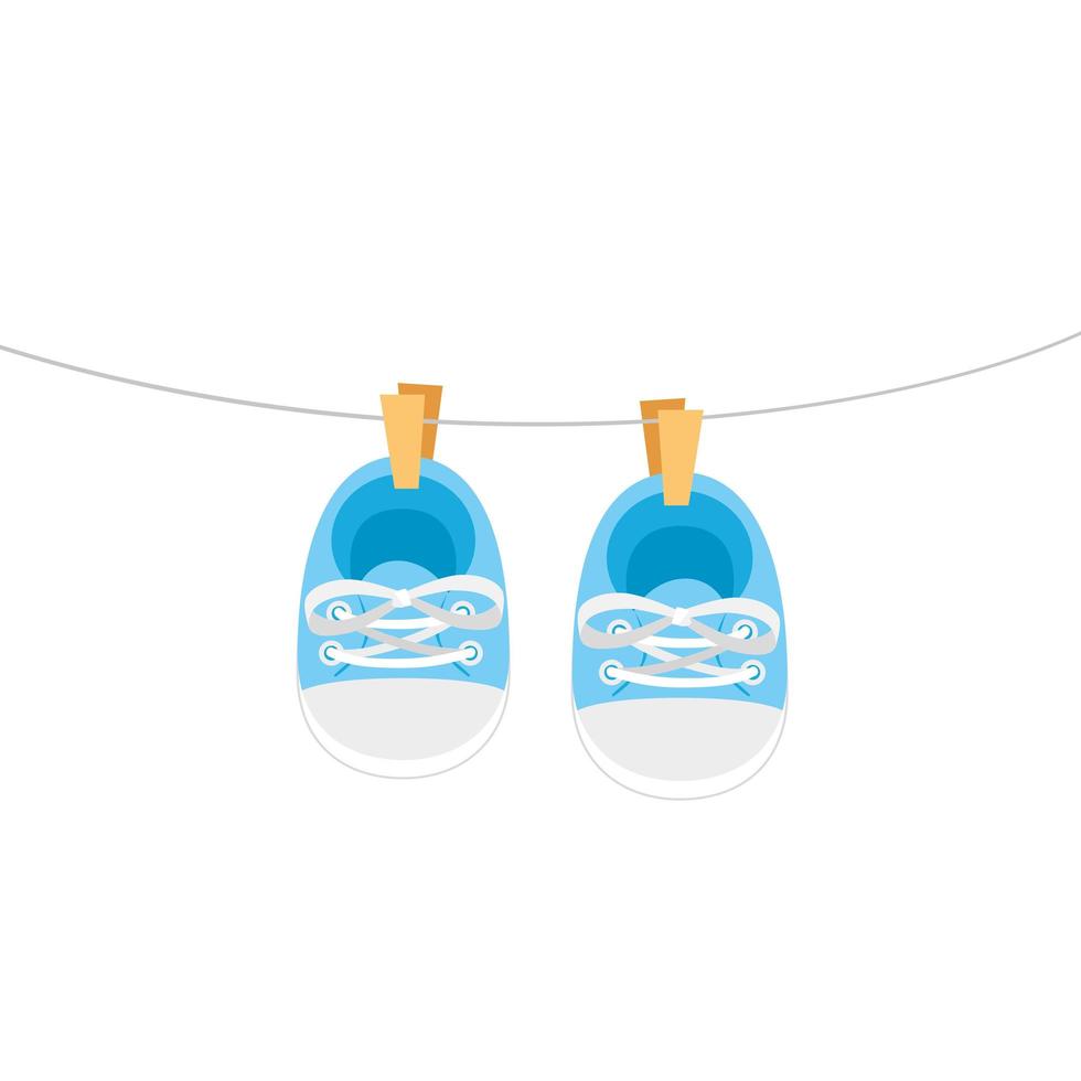 cute shoes baby hanging isolated icon vector