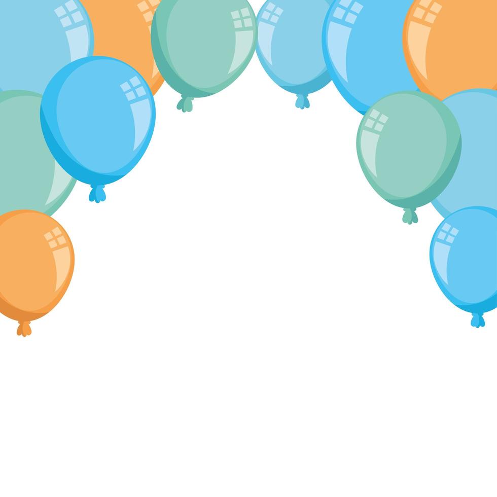 set balloons helium decoration isolated icons vector