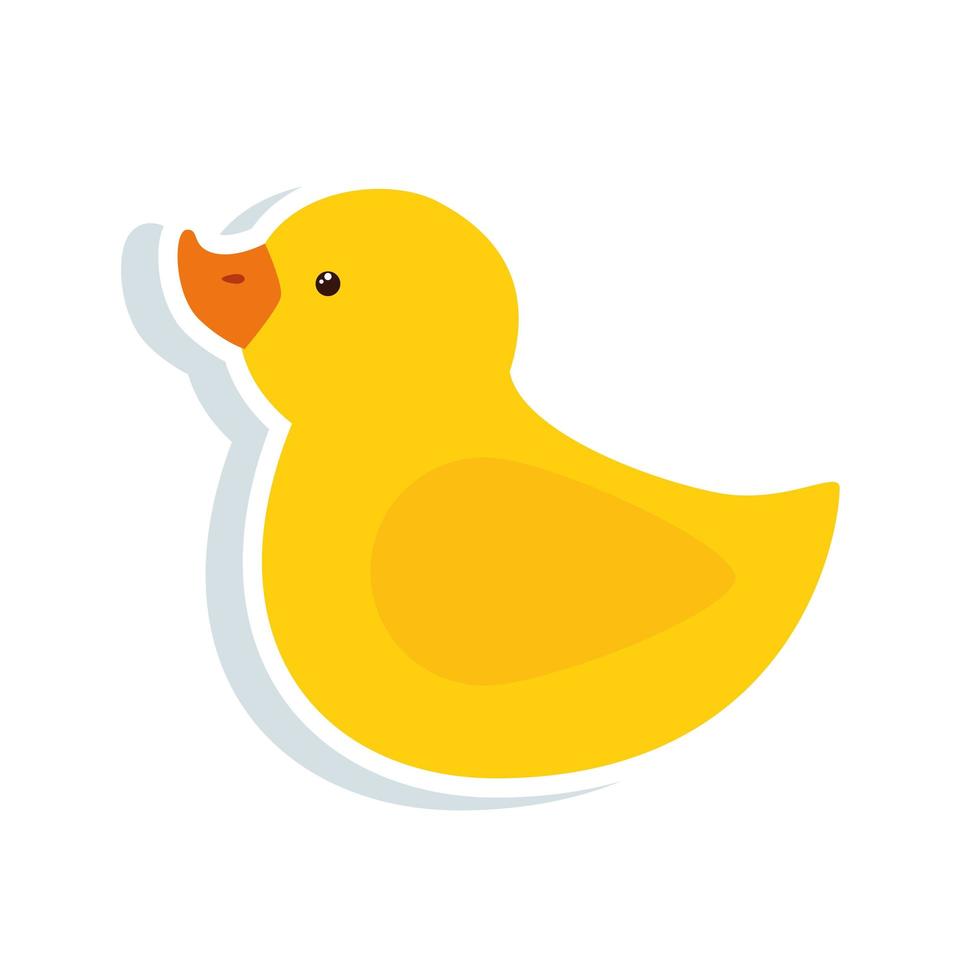 lindo, pato, juguete de goma, aislado, icono vector