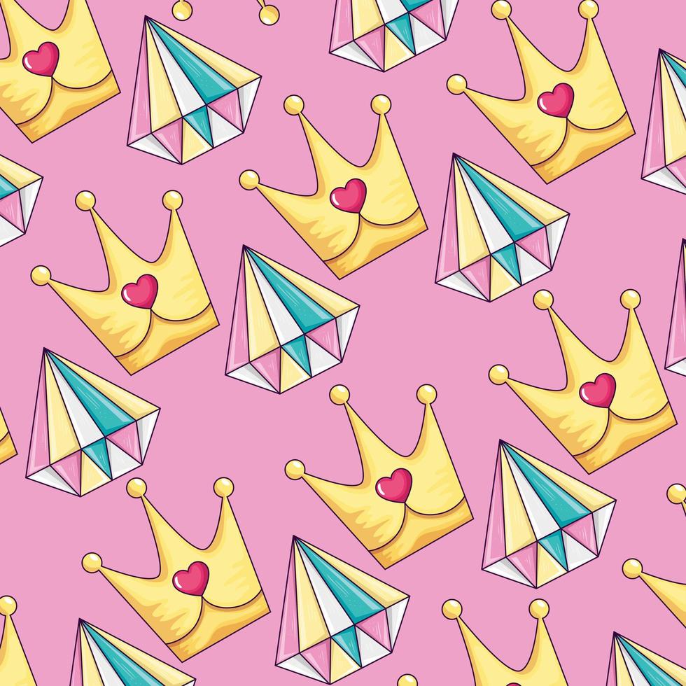 background of cute diamonds and crowns vector