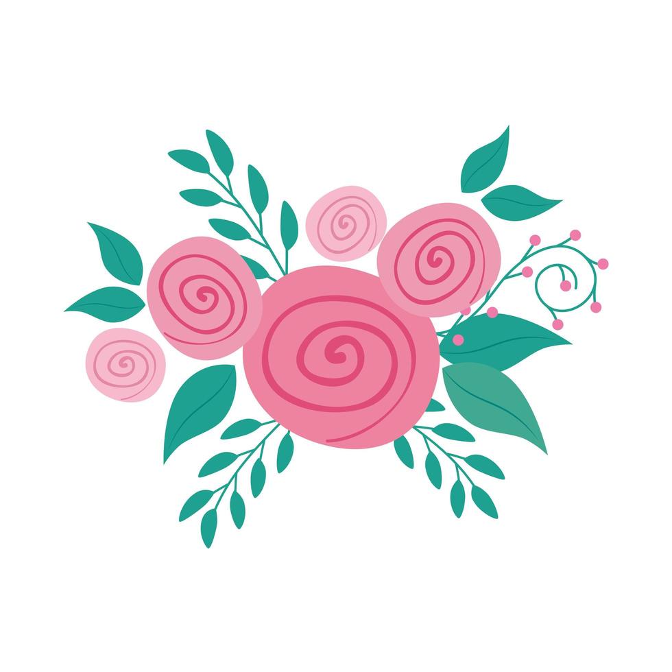 cute rose flower with branches and leafs isolated icon 4833881 Vector ...