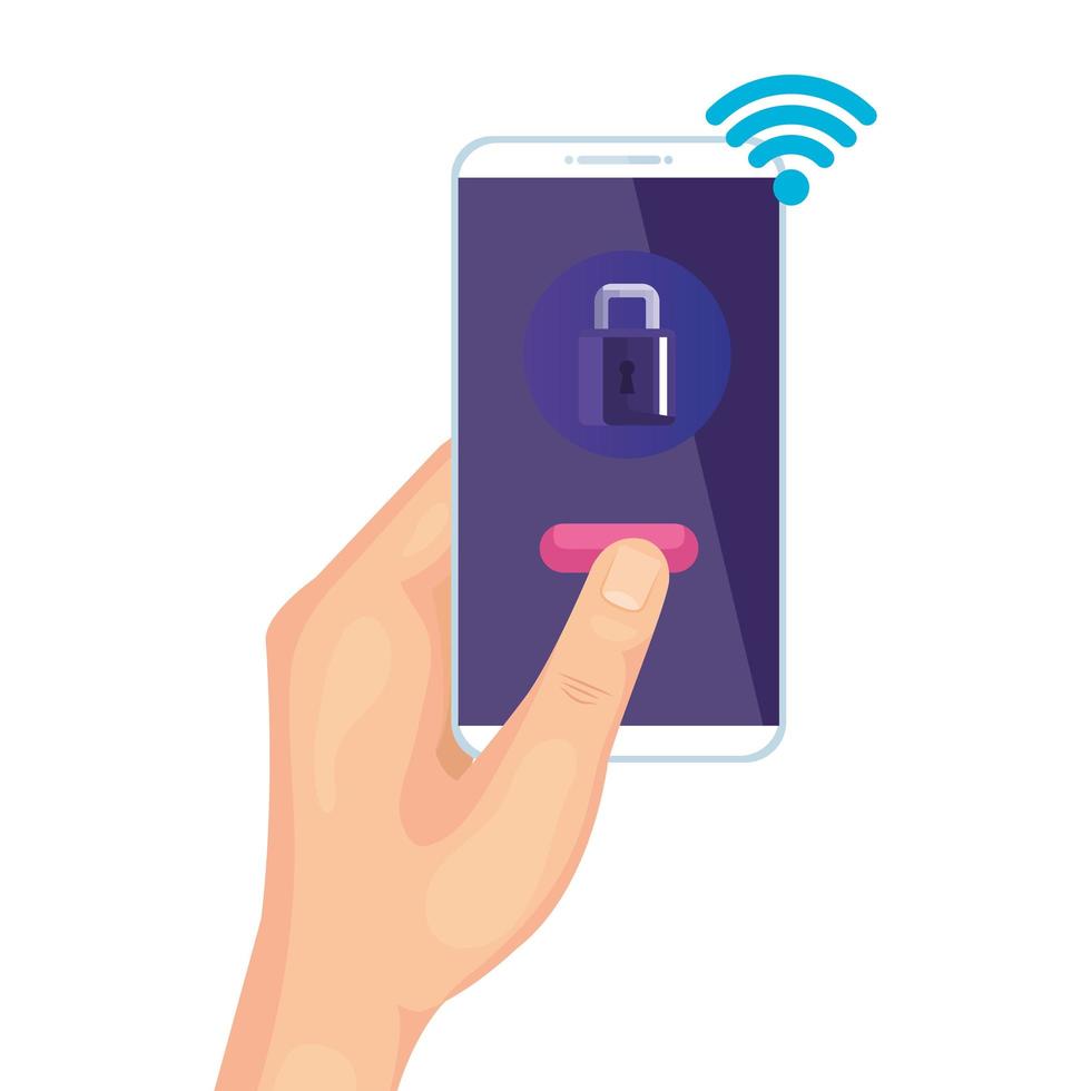 Smartphone con candado de diseño vectorial del sistema de seguridad vector