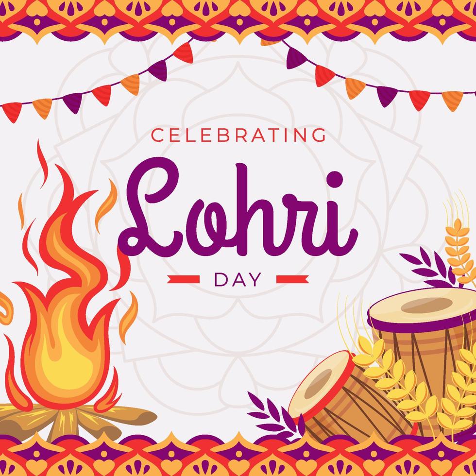 feliz día de lohri indio fondo vector