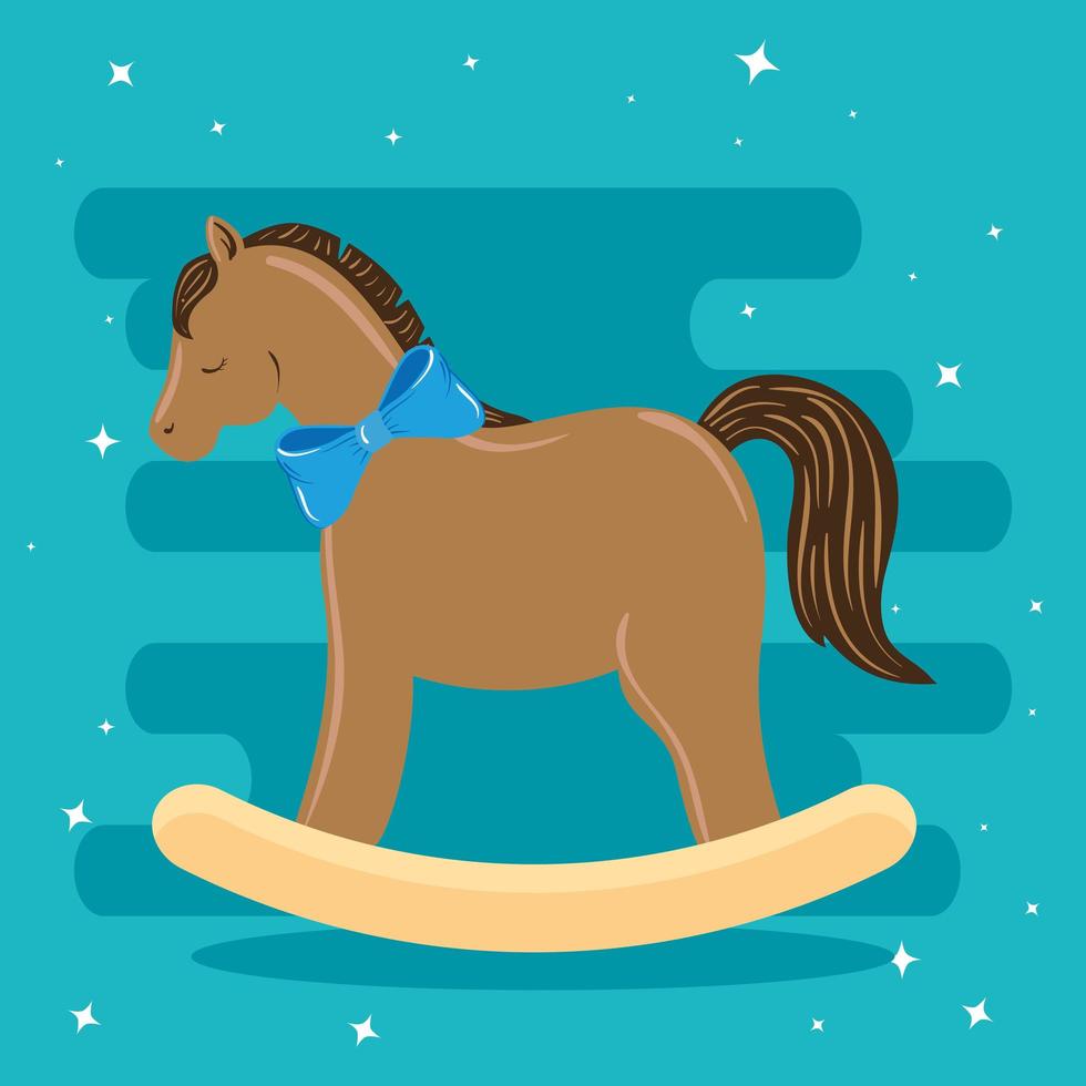 wooden horse toy in blue background vector
