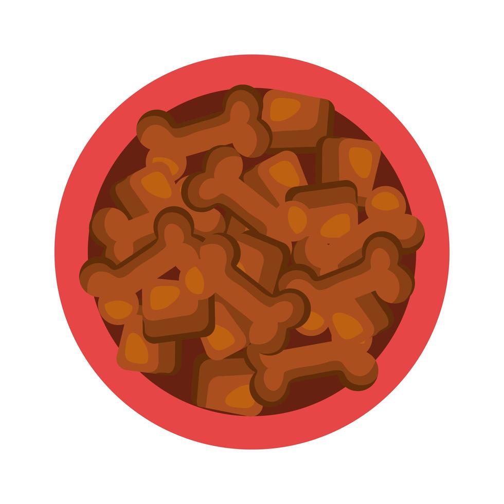 Vista aérea del plato comida perro animal icono aislado vector