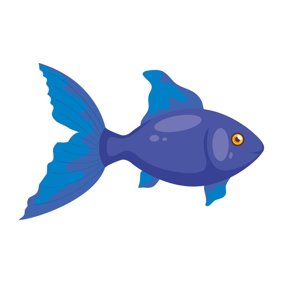 lindo pez animal icono aislado vector