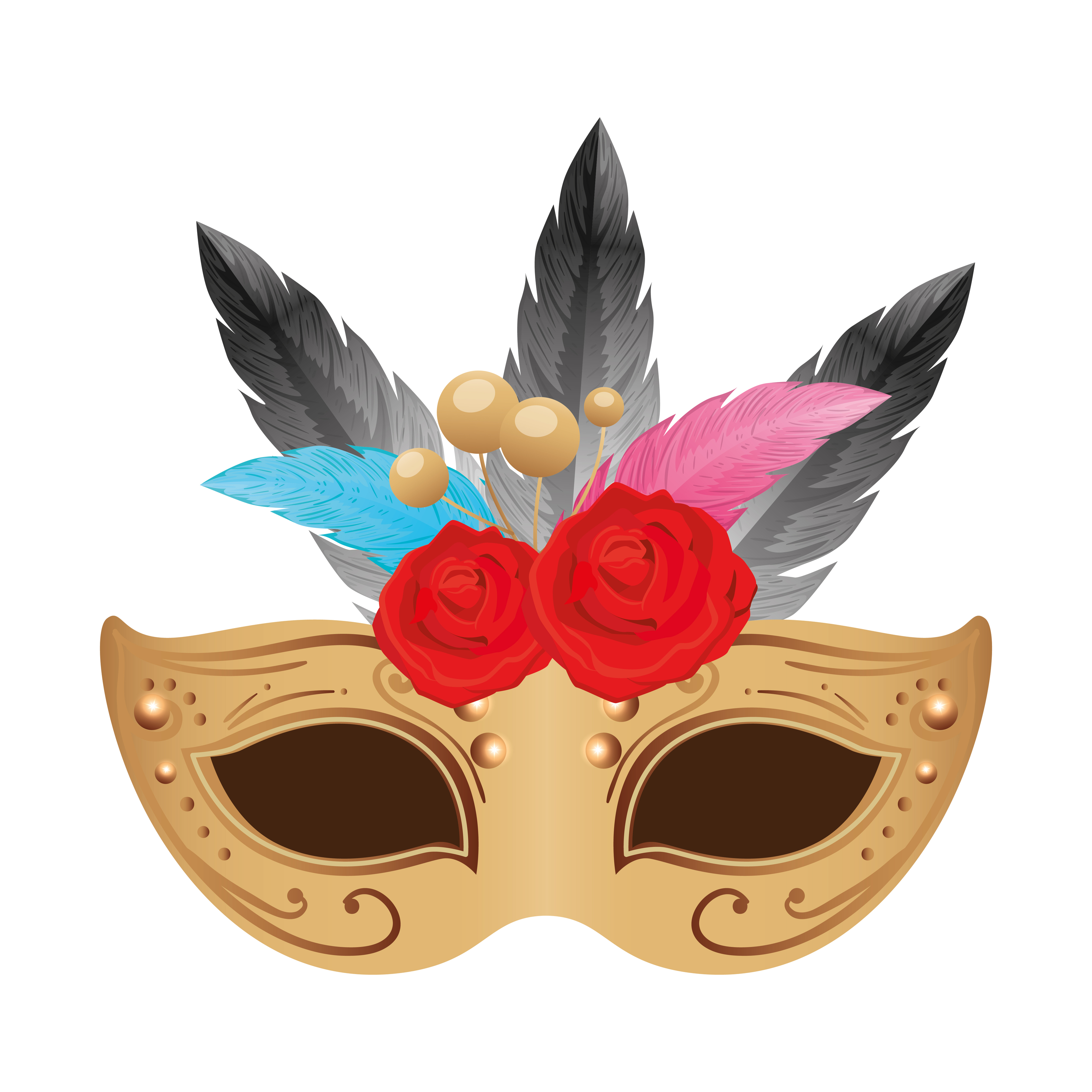 máscaras tradicionales con decoración de plumas para el festival de carnaval  17431491 Vector en Vecteezy