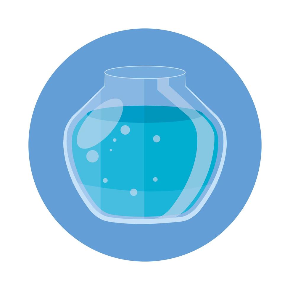 round glass fish bowl in frame circular isolated icon vector