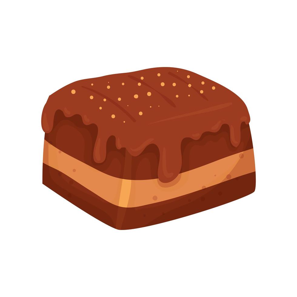 delicioso, brownie, chocolate, aislado, icono vector