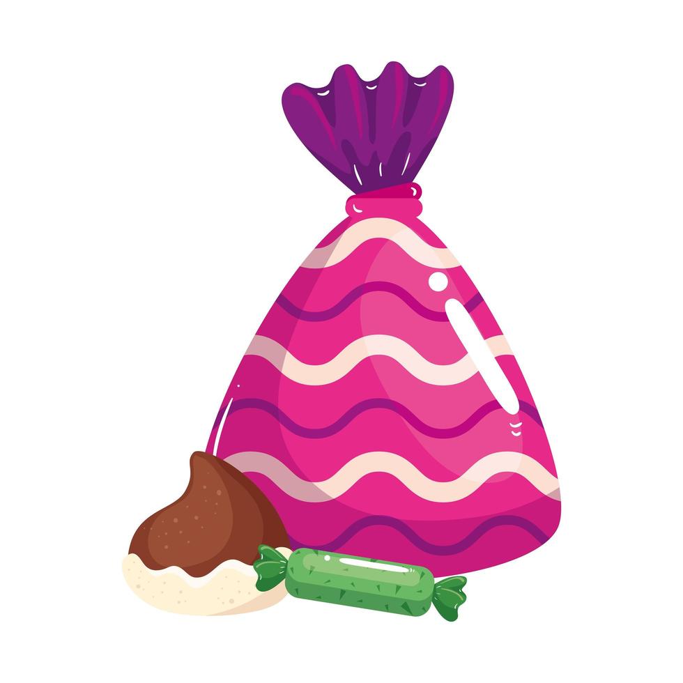 candies in wrapper with chocolate chip vector