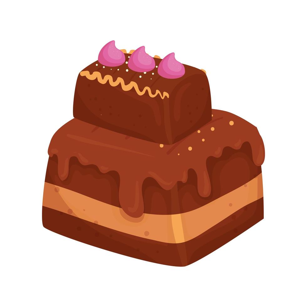 delicioso, brownie, chocolate, aislado, icono vector