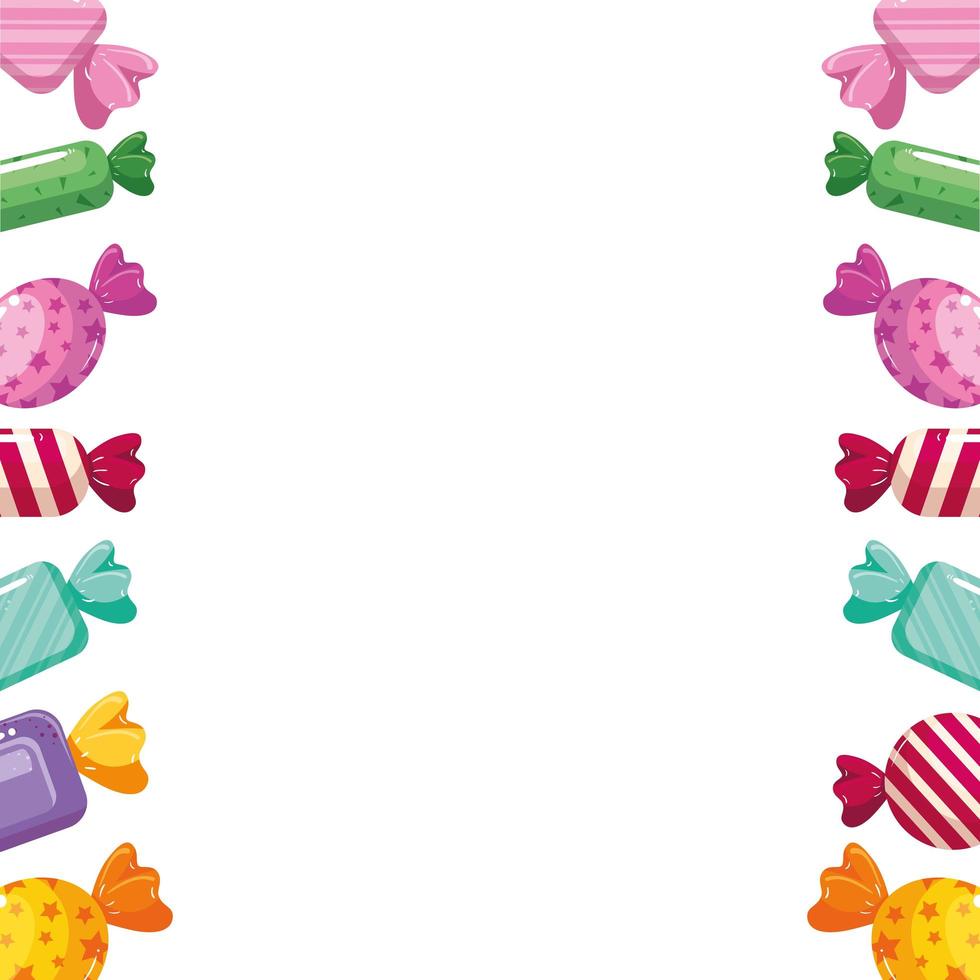 frame of delicious candies decoration vector