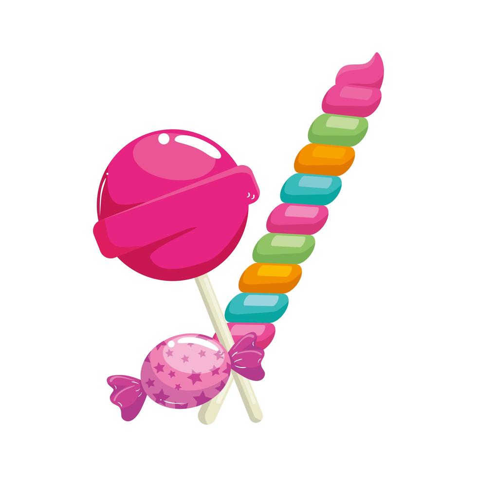 candy spiral in stick with candies vector