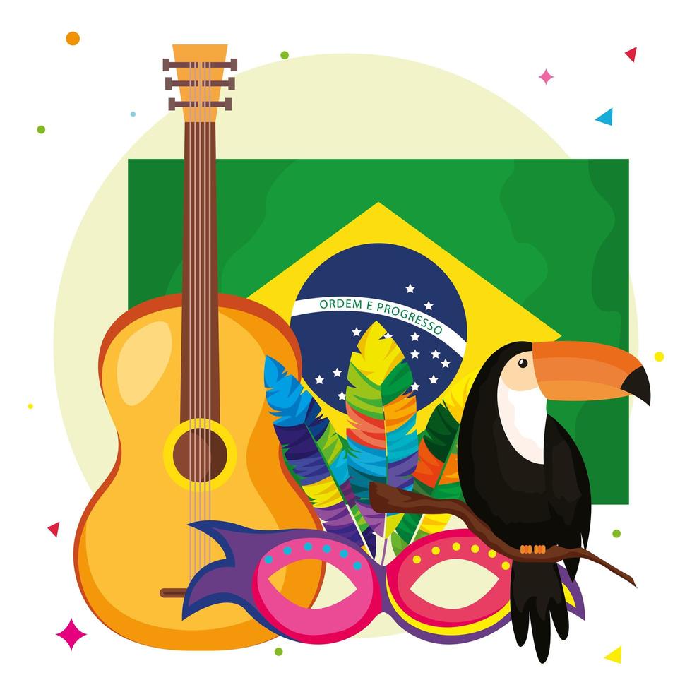 conjunto de iconos tradicionales de Brasil vector