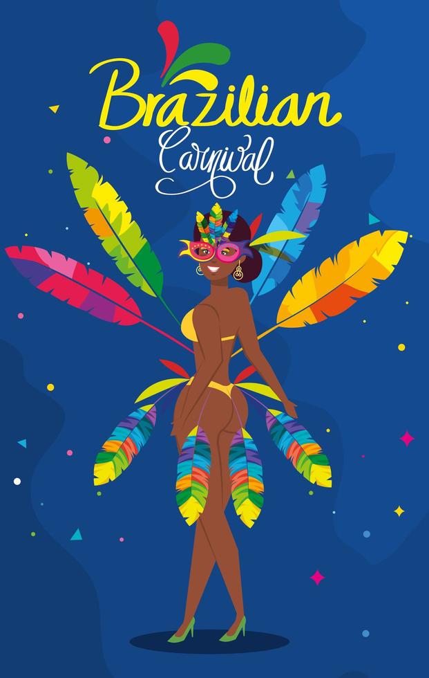 cartel de carnaval brasileño con bailarina exótica mujer vector