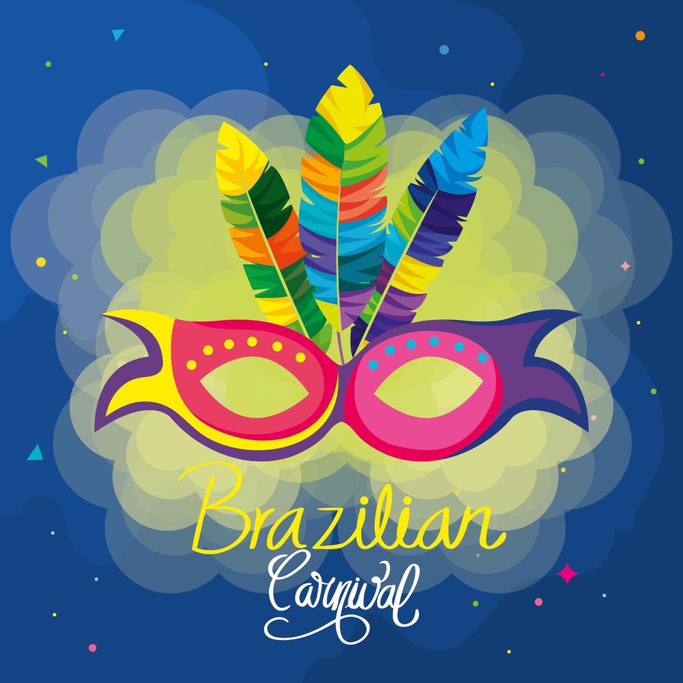 cartel de carnaval brasileño con máscara y decoración vector