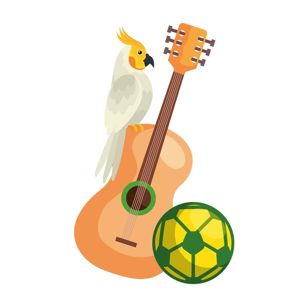 guitarra con loro y pelota de futbol vector