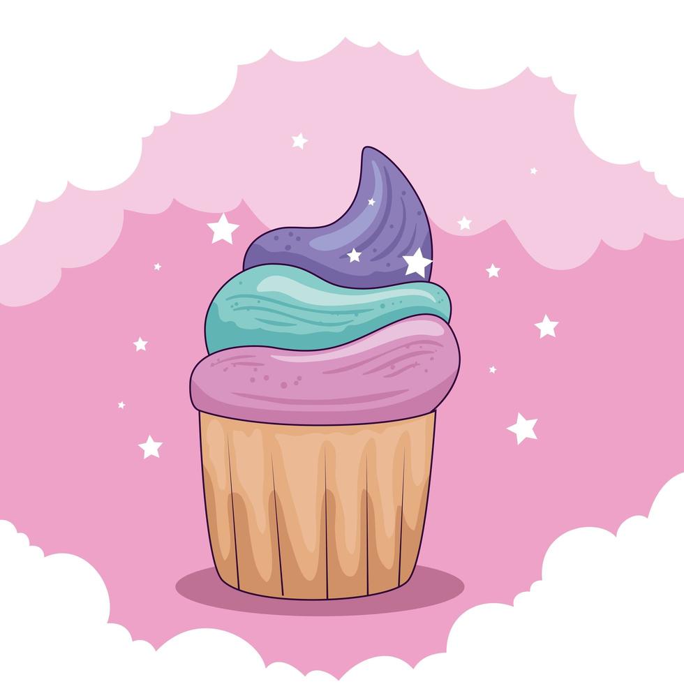 cute and delicious cupcake pastry vector