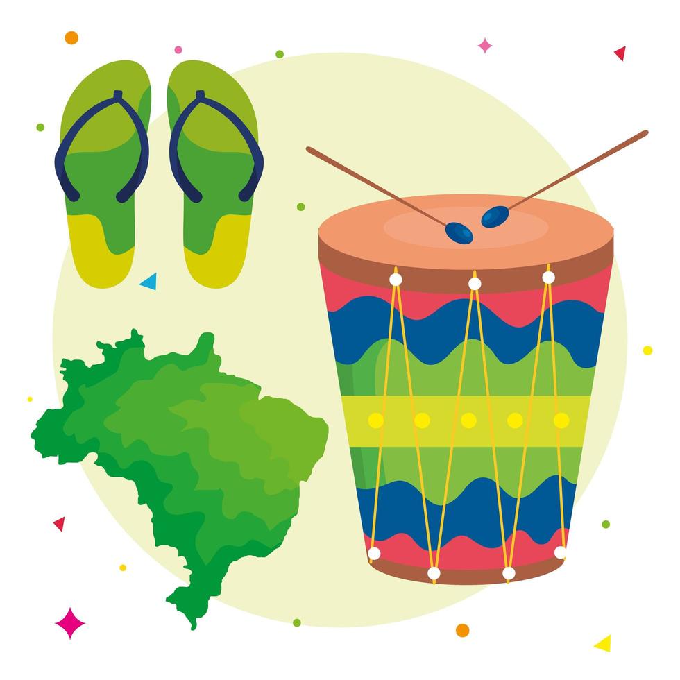 conjunto de iconos tradicionales de Brasil vector