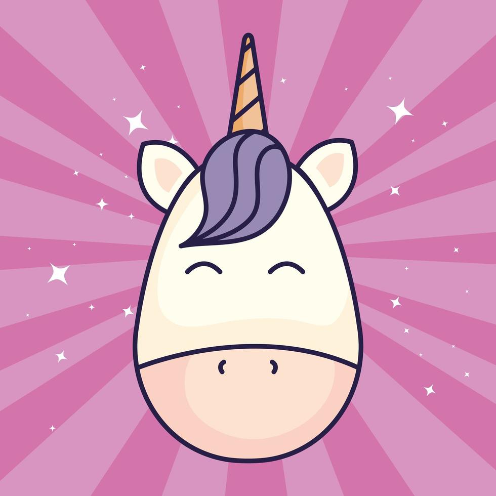 head of cute unicorn fantasy vector