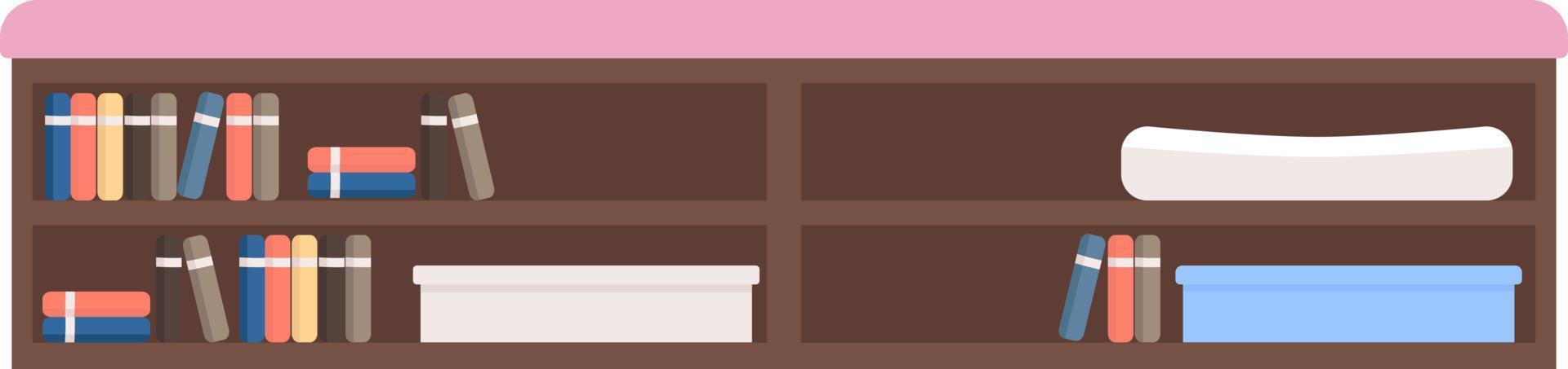 Book shelves with seat semi flat color vector object