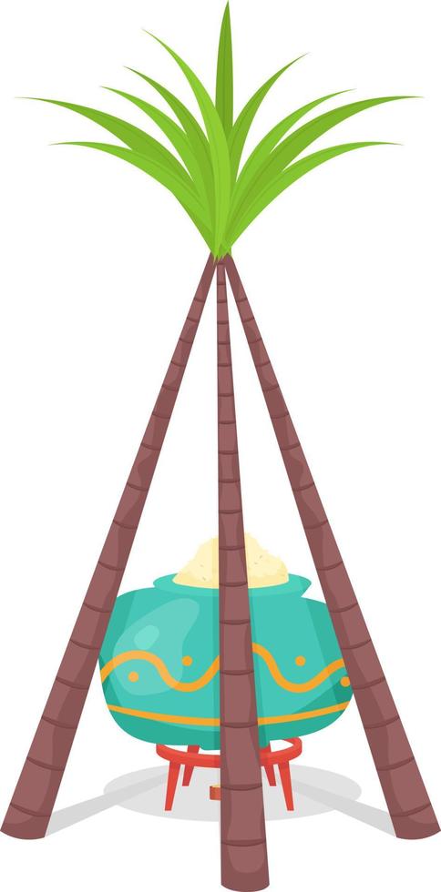 Vibrant bowl on fireplace semi flat color vector object