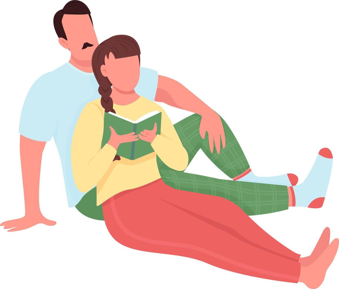 pareja descansa en casa personajes vectoriales de color semi plano vector