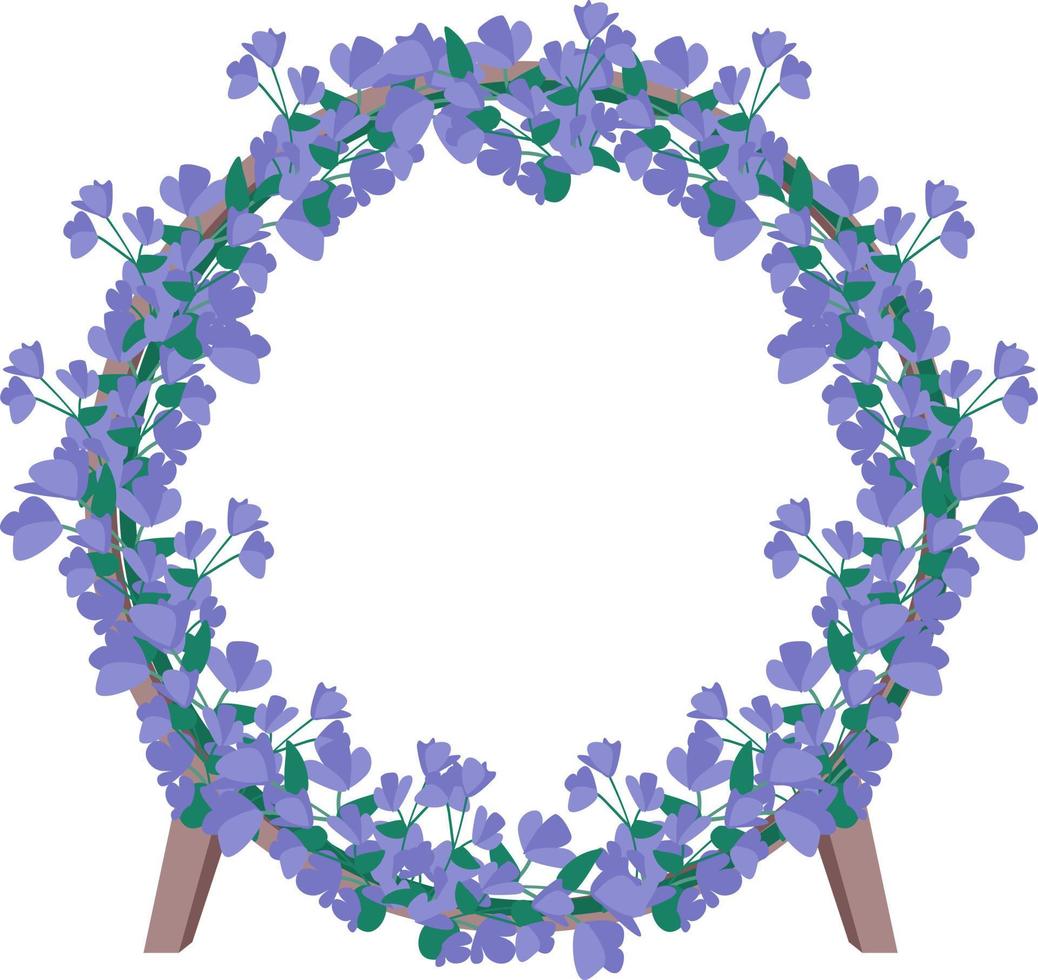 Objeto vectorial de color semi plano de puerta ornamental azul floral vector