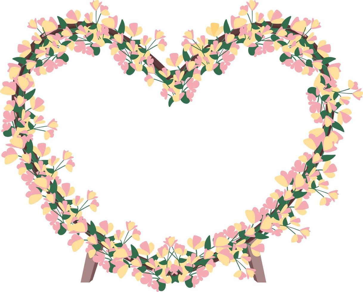 Heart shaped floral gate semi flat color vector object