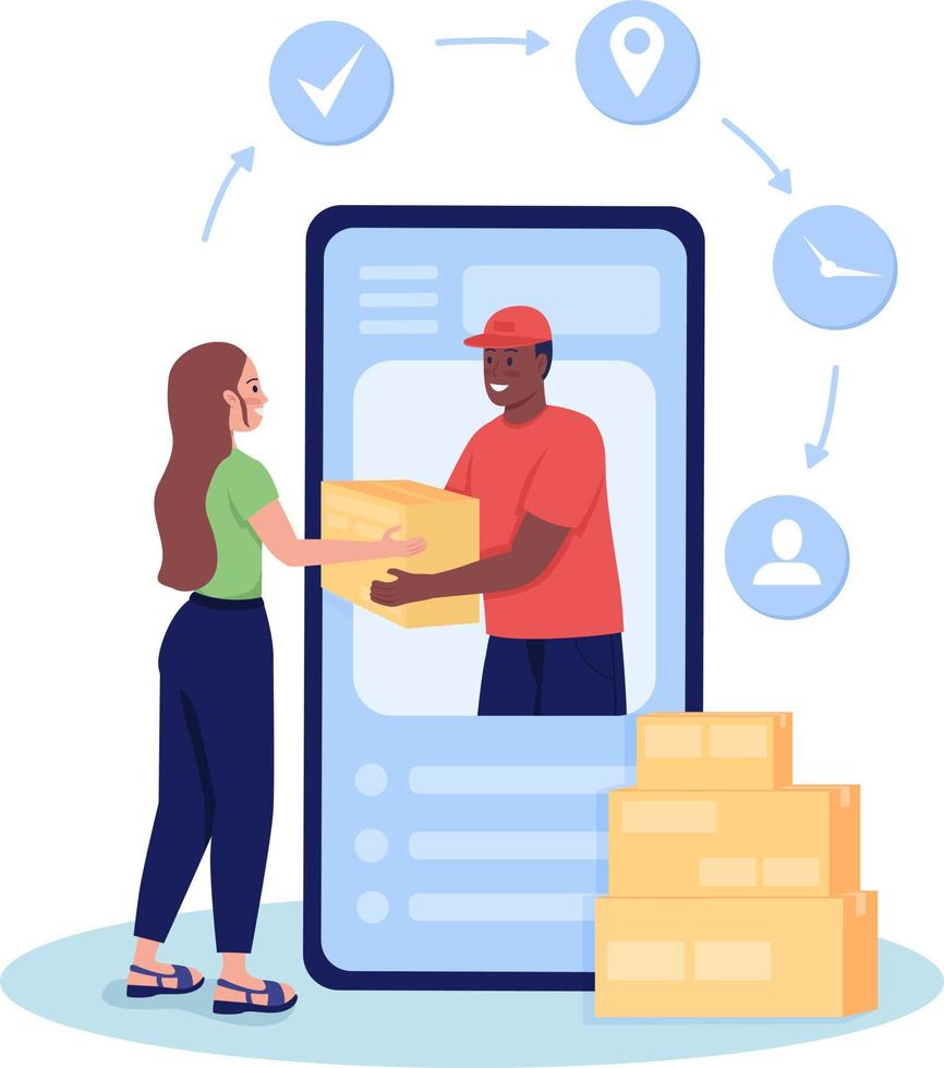 App for delivery order flat concept vector illustration
