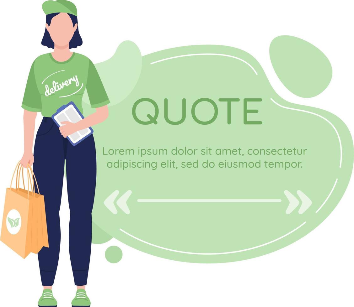 Eco delivery quote box with flat character vector