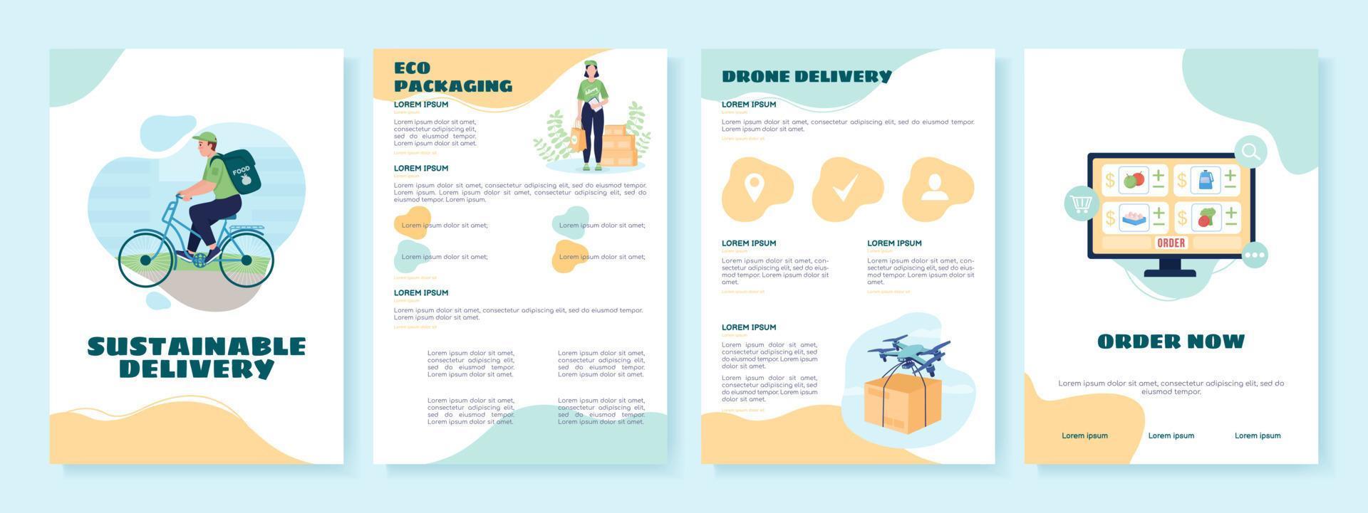 Sustainable delivery flat vector brochure template
