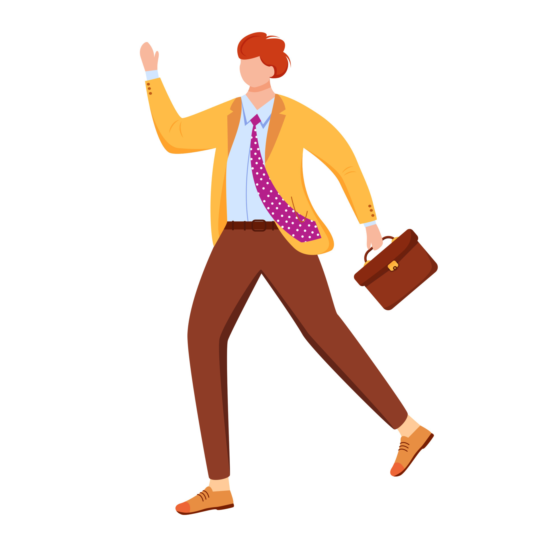 Male office worker flat vector illustration. Person hurrying to business  meeting. Late for work employee. Man in formal clothes with briefcase  isolated faceless cartoon character on white background 4834683 Vector Art  at