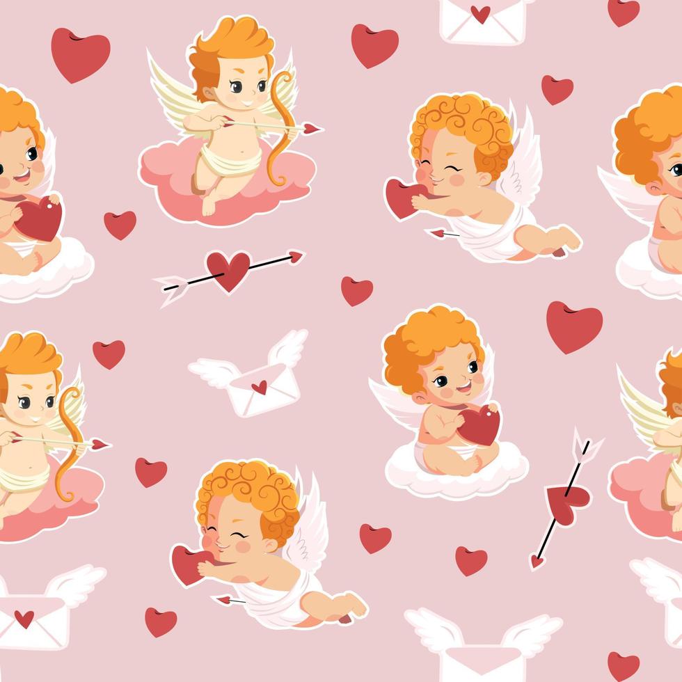 Little cupid seamless pattern design for decorating, wallpaper, wrapping paper, fabric, backdrop and etc. vector