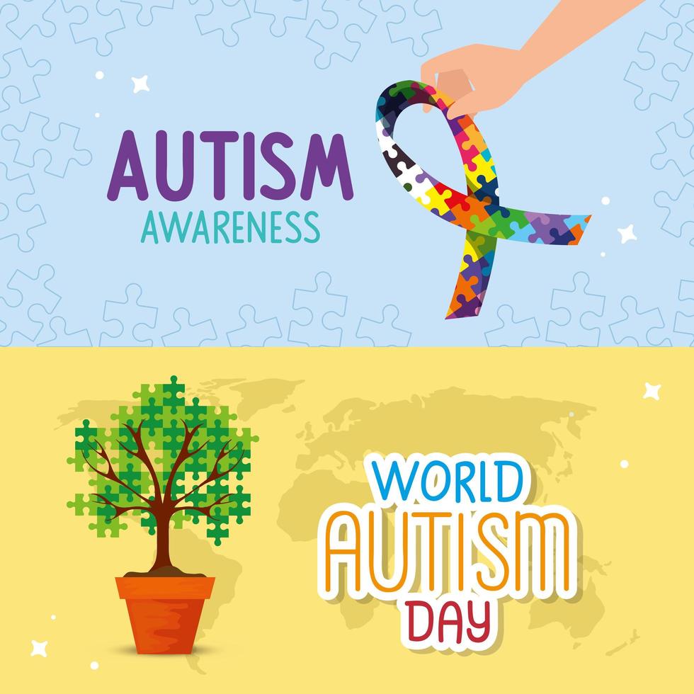 cartel del día mundial del autismo con decoración vector