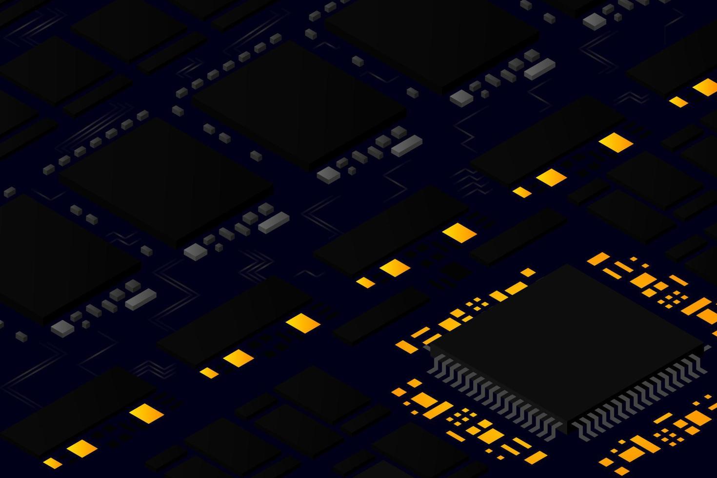 Ilustración de microchip de inteligencia artificial. computación cuántica. fondo de ilustración de placa base de pc vector