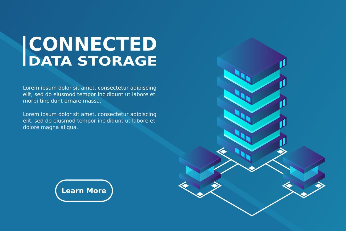 Transfer of user data to the server. Data flow. Data storage. Server. Digital space. Data center. Big Data vector