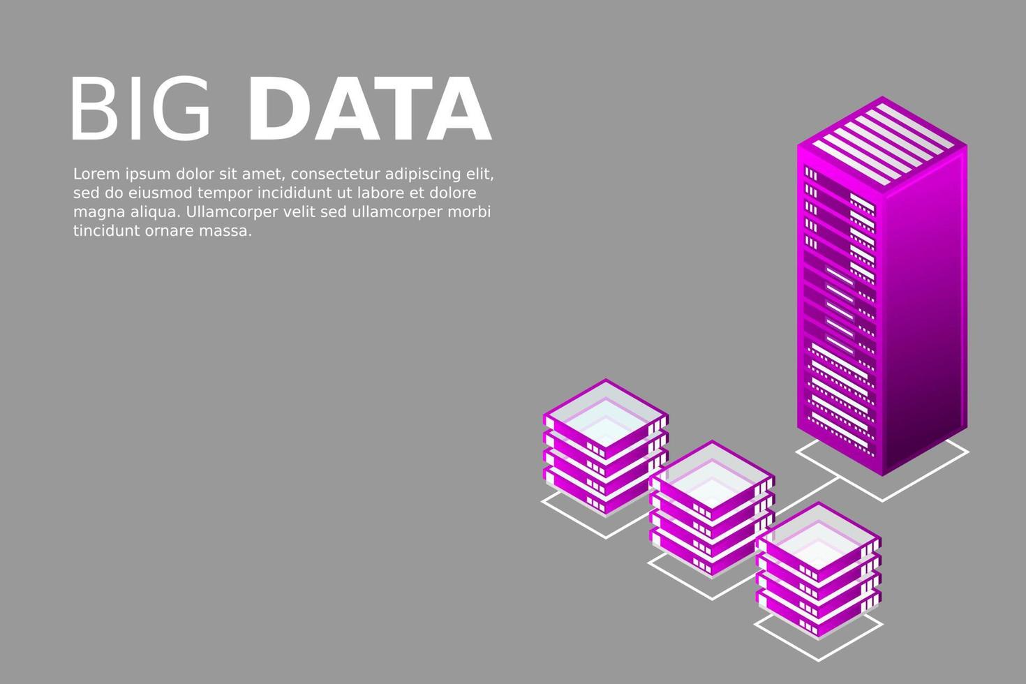 mainframe, servidor alimentado, concepto de alta tecnología, centro de datos, almacenamiento de datos en la nube vector