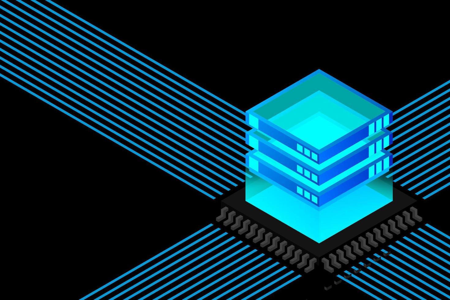 Ilustración de microchip de inteligencia artificial. computación cuántica. fondo de ilustración de placa base de pc vector