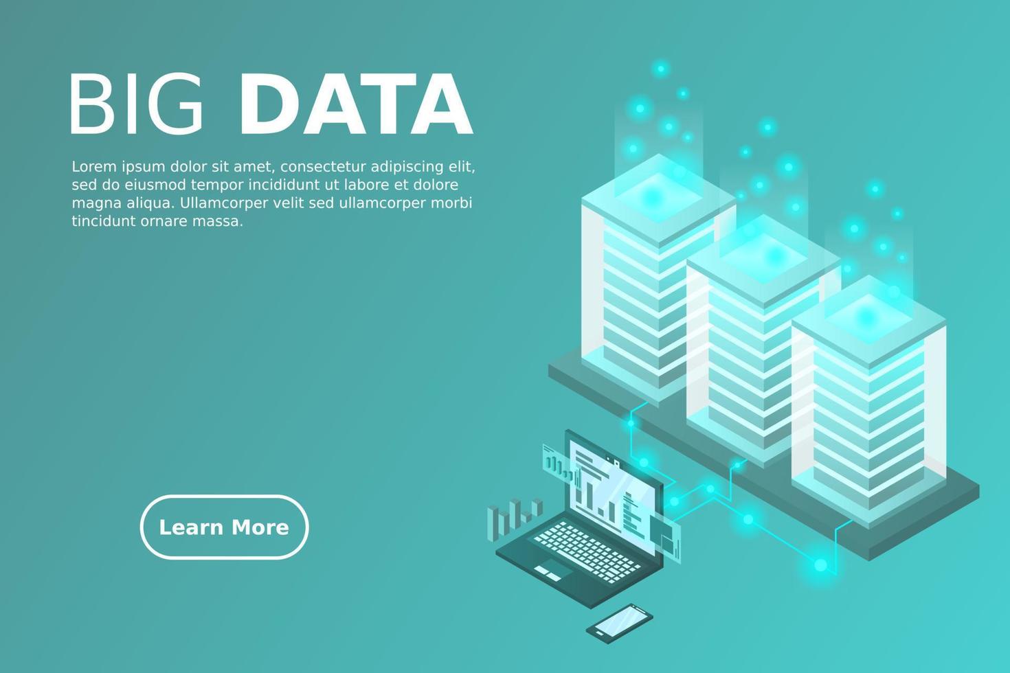 Mainframe, powered server, high technology concept, data center, cloud data storage vector
