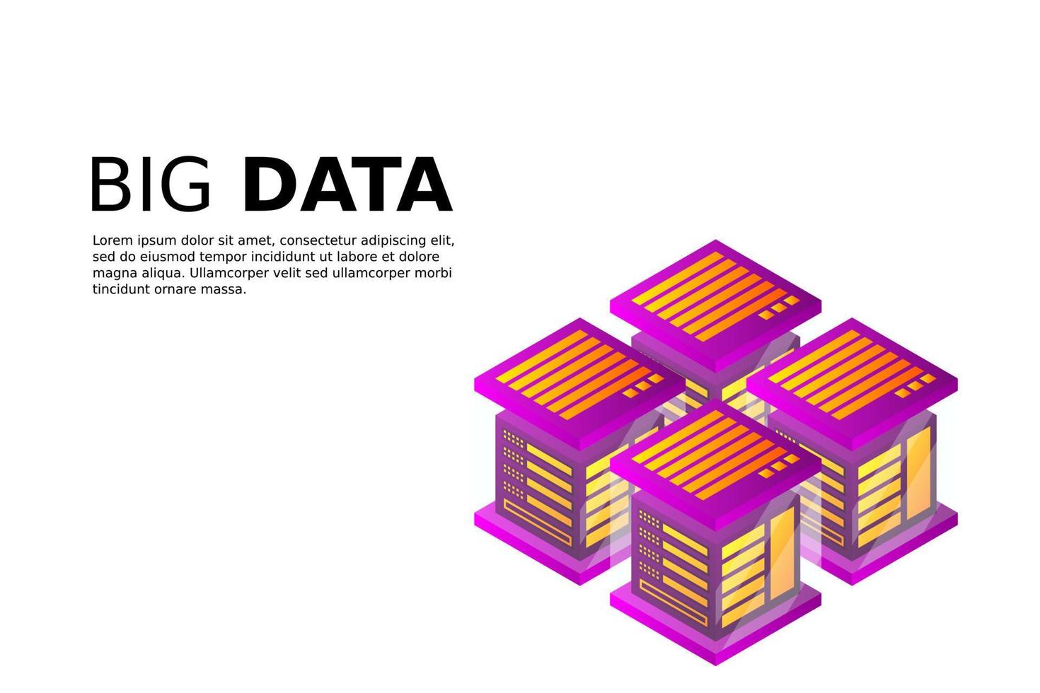 Concept of big data processing energy station of future server room rack data center vector