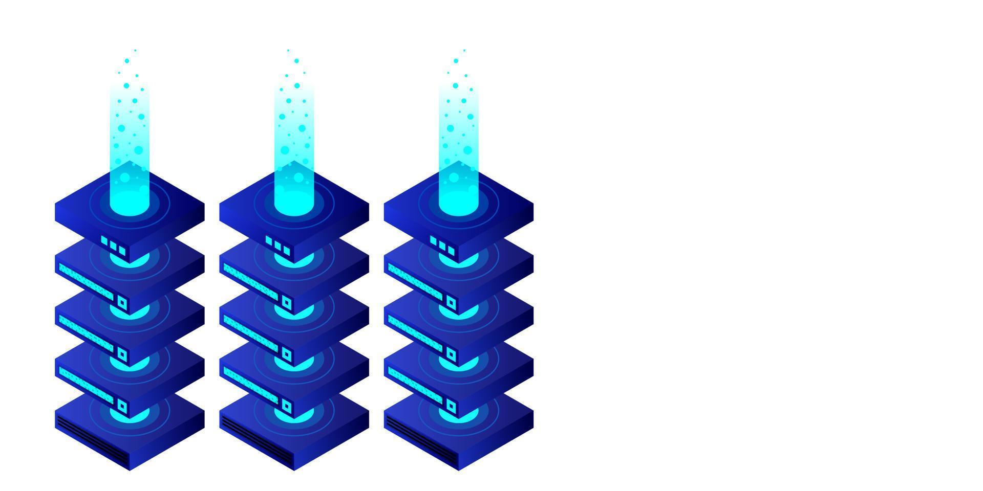 Mainframe, powered server, high technology concept, data center, cloud data storage vector