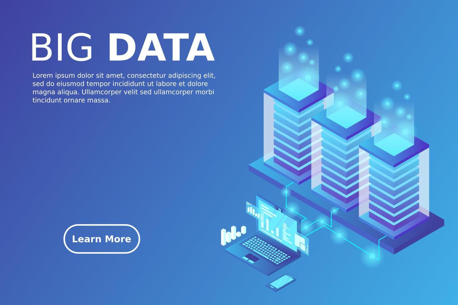 Mainframe, powered server, high technology concept, data center, cloud data storage vector