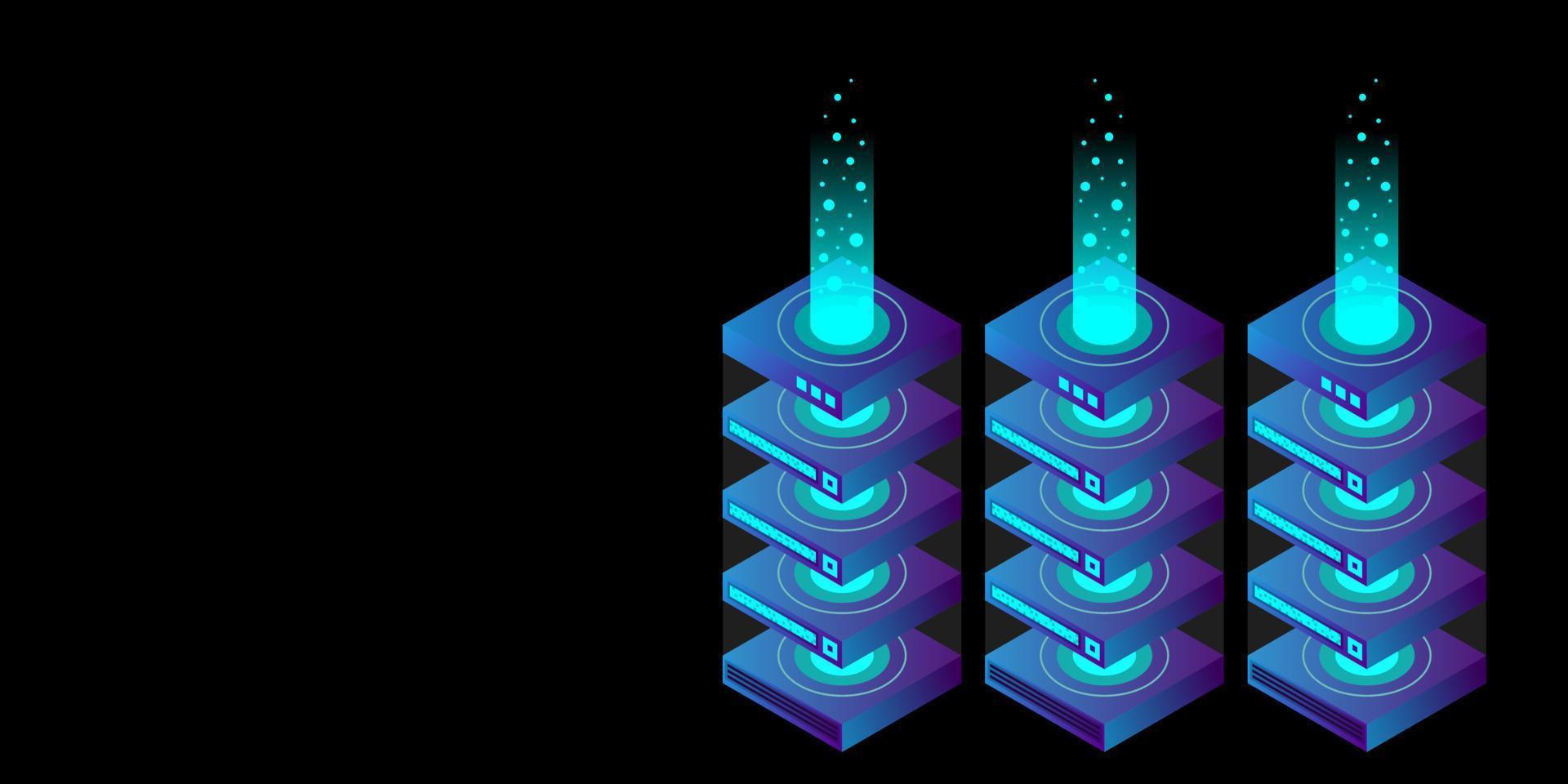 mainframe, servidor alimentado, concepto de alta tecnología, centro de datos, almacenamiento de datos en la nube vector