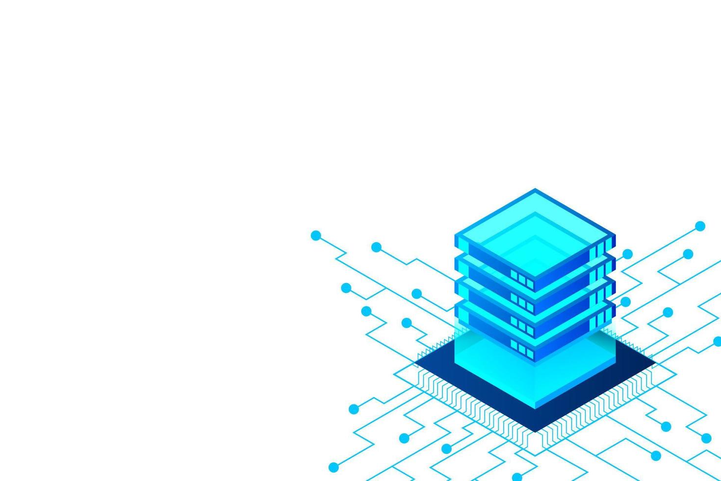 Concept of big data processing energy station of future server room rack data center vector