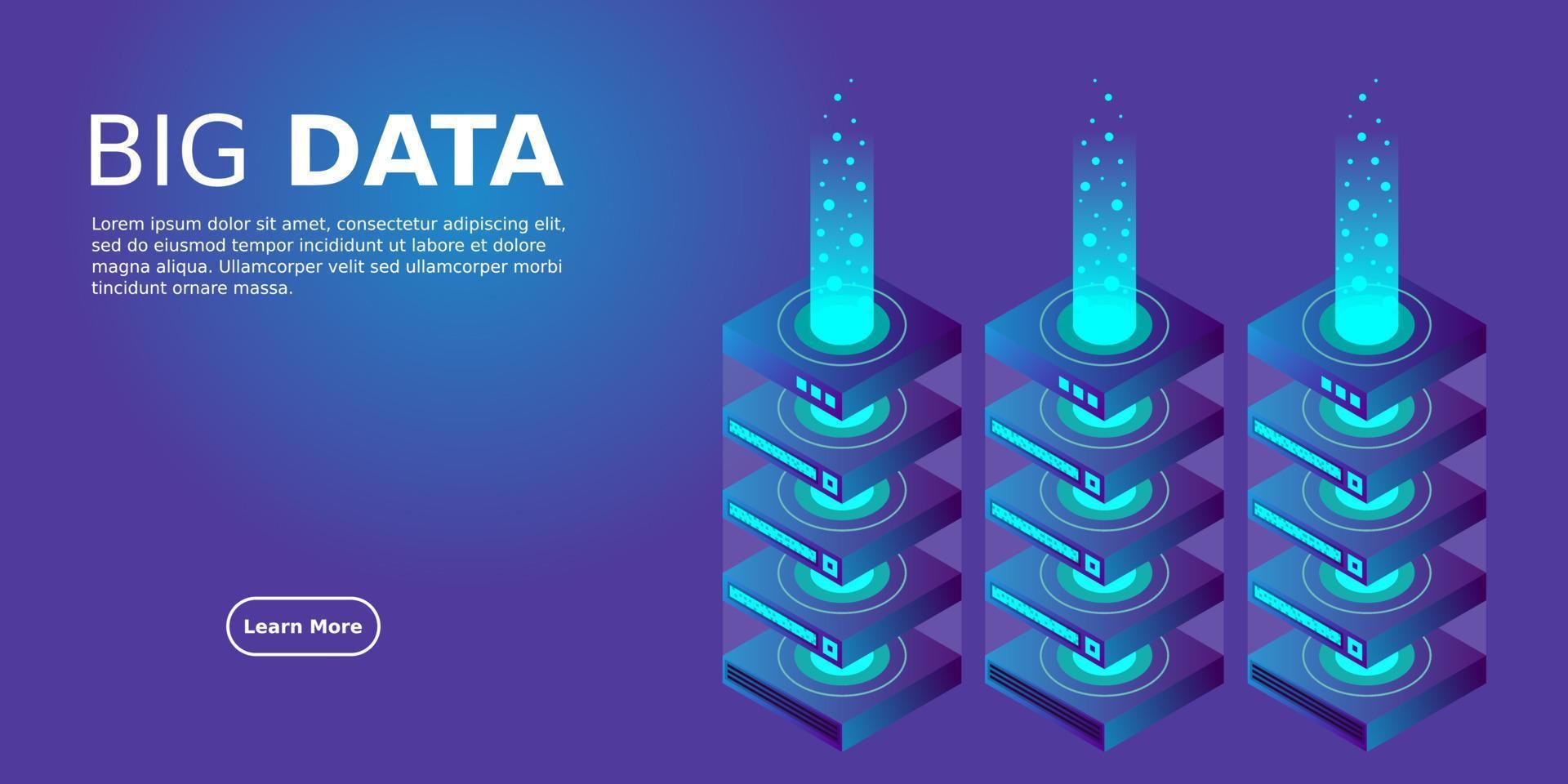 mainframe, servidor alimentado, concepto de alta tecnología, centro de datos, almacenamiento de datos en la nube vector