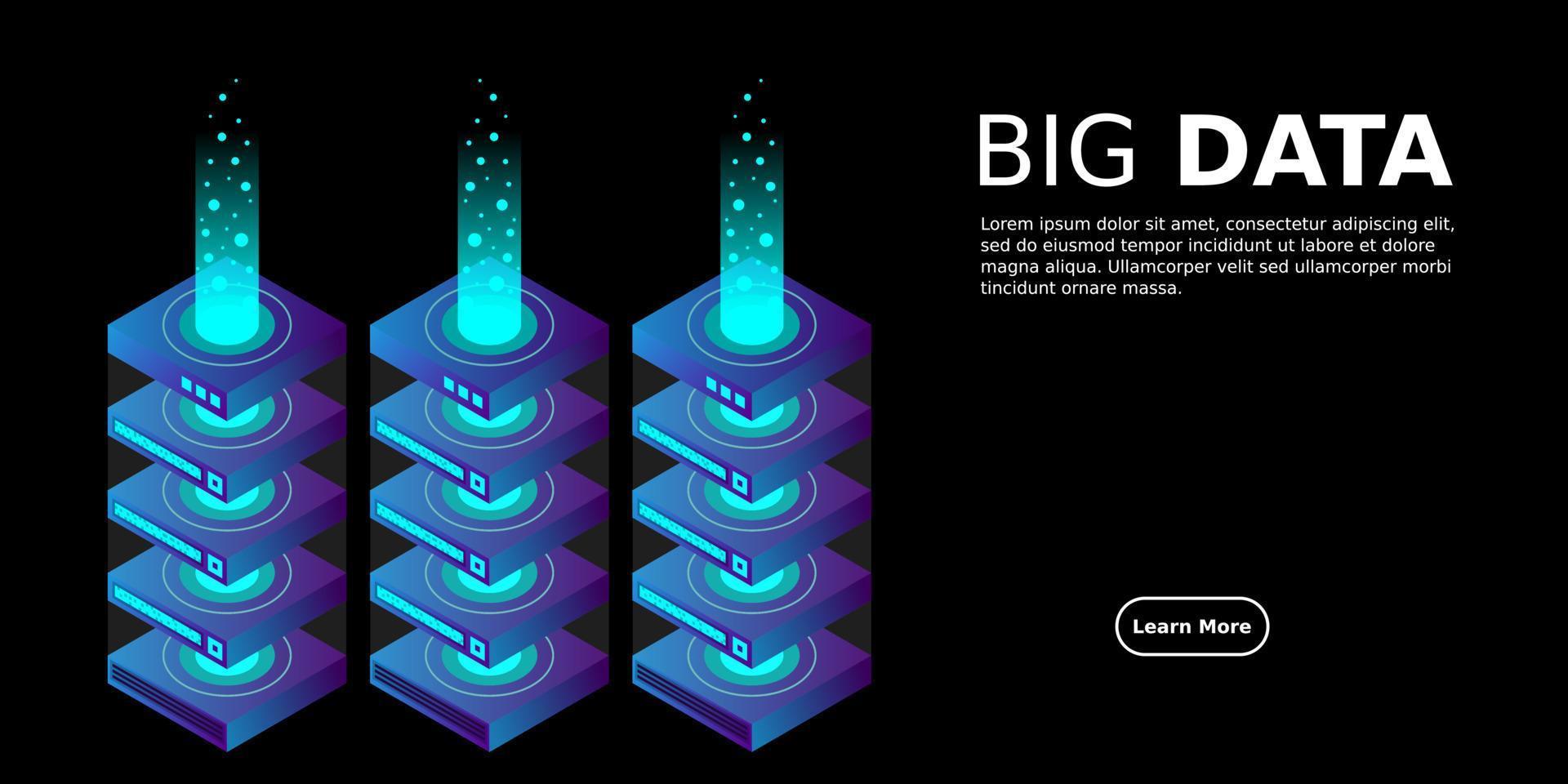 mainframe, servidor alimentado, concepto de alta tecnología, centro de datos, almacenamiento de datos en la nube vector