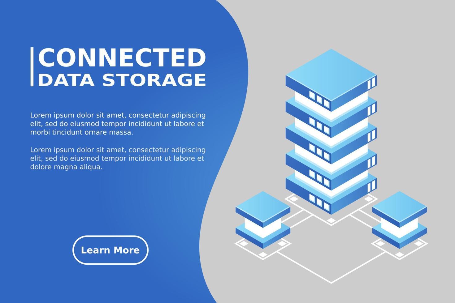 Transfer of user data to the server. Data flow. Data storage. Server. Digital space. Data center. Big Data vector