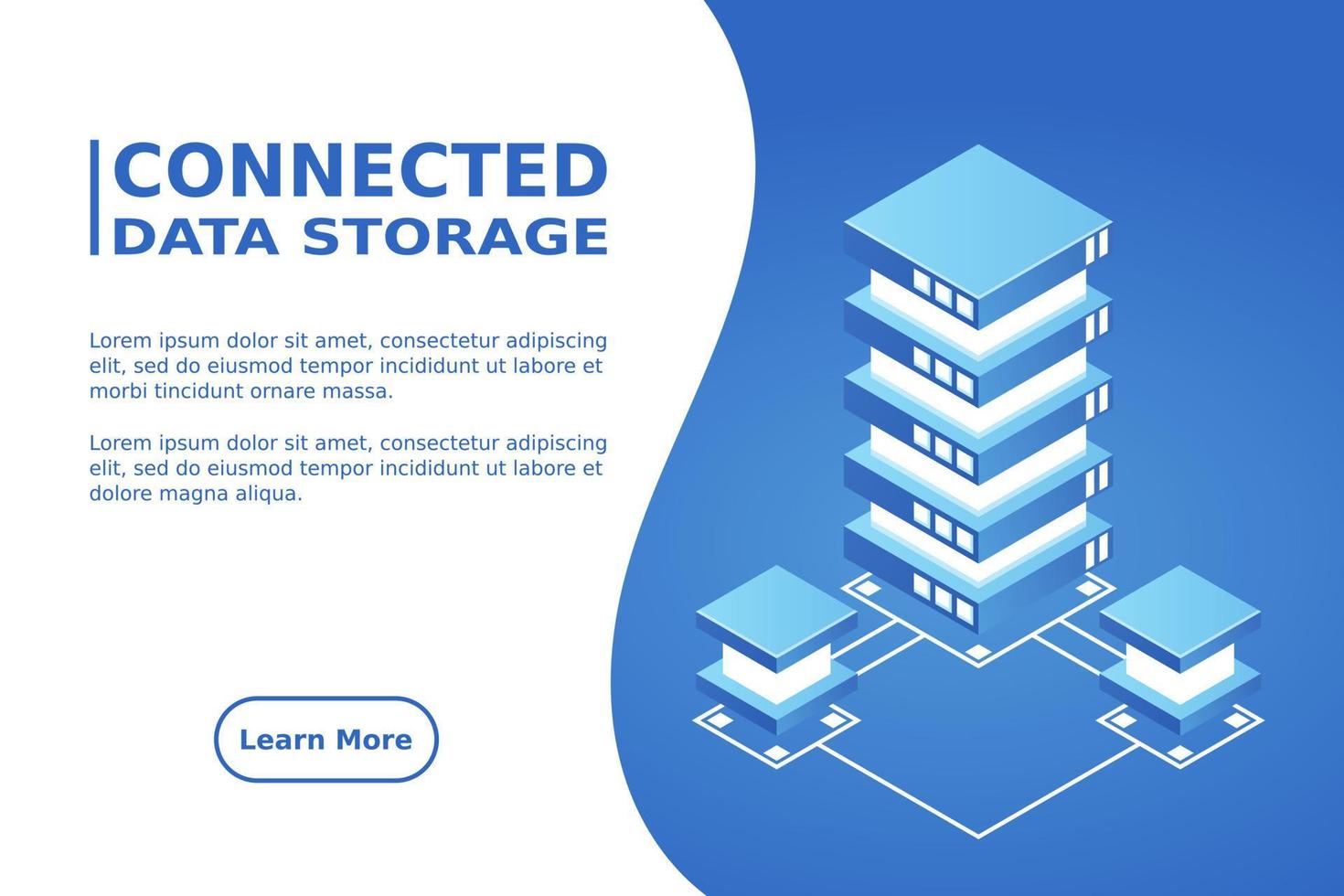 Transfer of user data to the server. Data flow. Data storage. Server. Digital space. Data center. Big Data vector